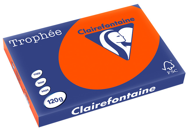 Papier - fotokopieerpapier - Clairefontaine Trophée - A4 - 120 g - kardinaalrood - pak van 250 vellen