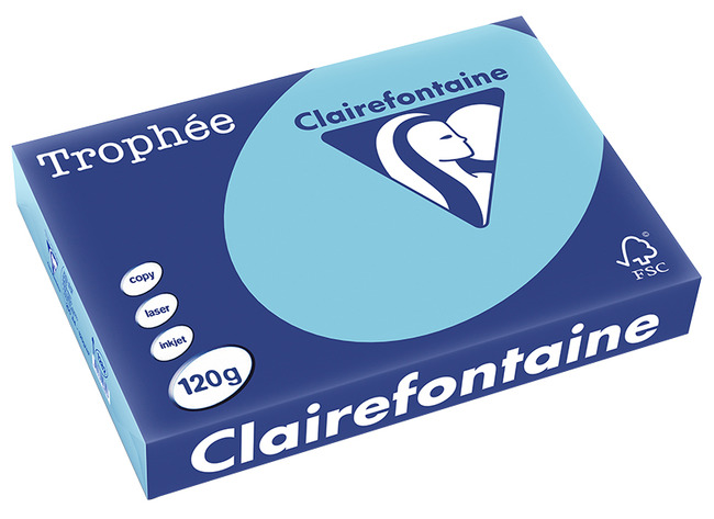 Papier - fotokopieerpapier - Clairefontaine Trophée - A4 - 120 g - pastel - passaatblauw - pak van 250 vellen