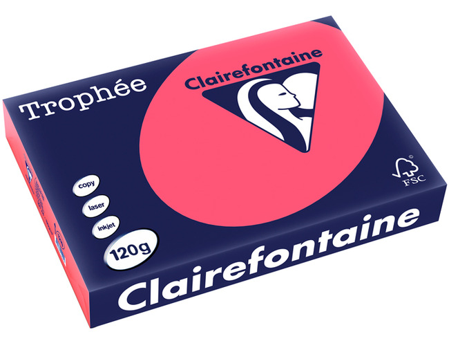 Papier - fotokopieerpapier - Clairefontaine Trophée - A4 - 120 g - fuchsiaroze - pak van 250 vellen