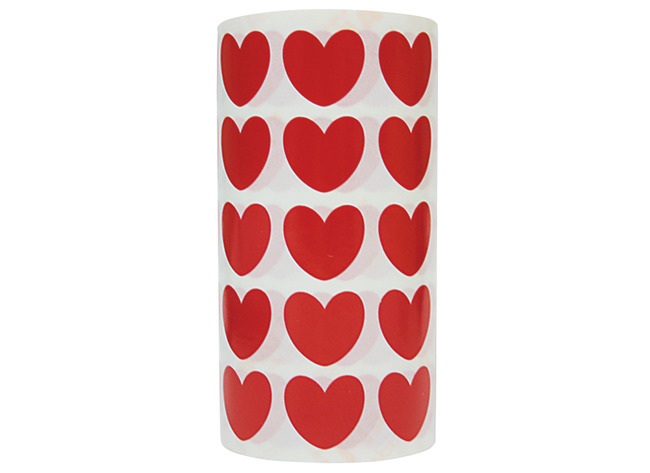 Stickers - Apli - hartjes - rood - op rol - set van 900 assorti