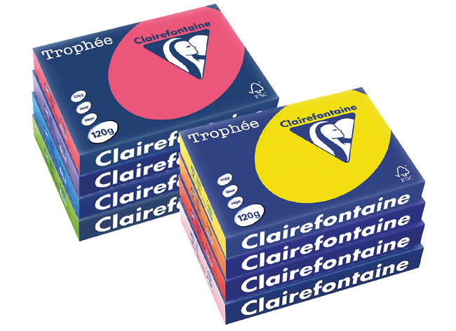 Papier photocopieur - Clairefontaine - 120 g - A4 - set 8 couleurs x 250 flles