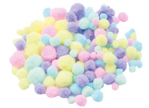 Pompons - pastelkleuren - decoratie - set van 300 assorti