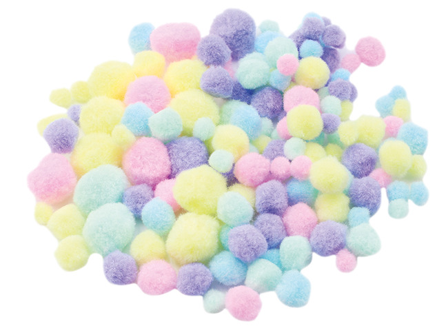 Pompons - pastelkleuren - decoratie - set van 300 assorti