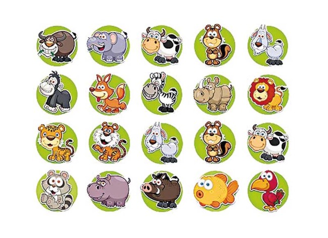 Stickers - vrolijke dieren - 35 motieven - assortiment van 700