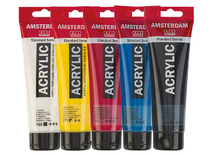 Verf - acrylverf - Amsterdam - mengset - tubes - 120 ml - set van 5 assorti