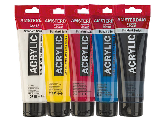 Verf - acrylverf - Amsterdam - mengset - tubes - 120 ml - set van 5 assorti