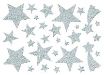 Stickers - sterren - glitter - zilver - per 2 vellen
