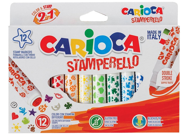 Stiften - stempelstiften - Carioca Stamperello - kleuren en stempelen - set van 12