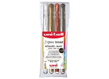 Pen - rollerpen - Uni-ball Signo - 1,0 mm - metallic - set van 4 assorti