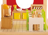 Poppenhuis - Hape - eetkamer - poppenmeubels - hout - tafel - stoelen - servies - per set