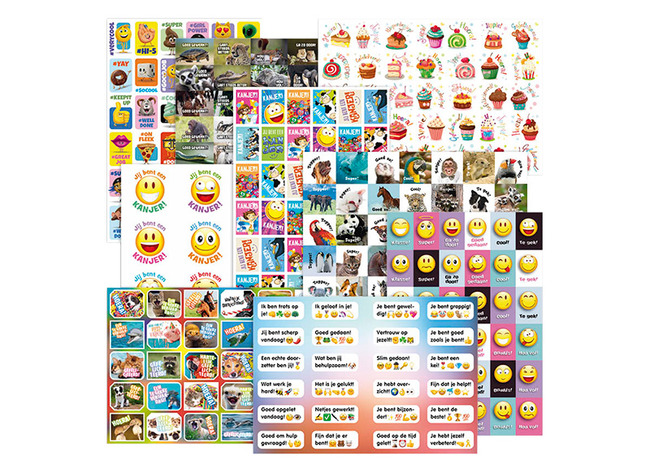 Stickers - met tekst - mix - 360 motieven - set van 720