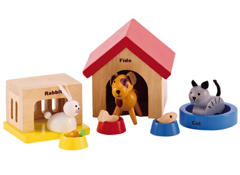 Van Onweersbui mini Speelgoed dieren - Hape - huisdieren - hout - per set - Baert