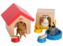 Speelgoed dieren - Hape - huisdieren - hout - per set