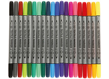Stiften - textielstiften - dubbele punt - standaard kleuren - set van 20 assorti