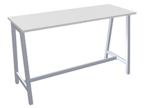 Tafel - bartafel - Ogi - hoge tafel - 181,5 x 70 x 110 cm - onderstel ral 9006 aluminium - blad wit - per stuk