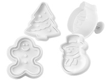 Boetseren - uitsteekvormen - stempels - kerst - plastic - set van 4 assorti