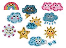 Knutselpakket - Strass magneten - grappig weer - set van 10 stuks