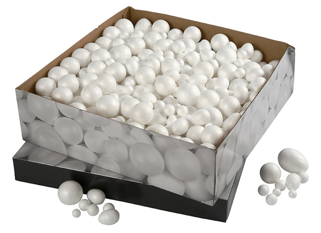 Figuren - piepschuim - bollen en eieren - set van 550 assorti