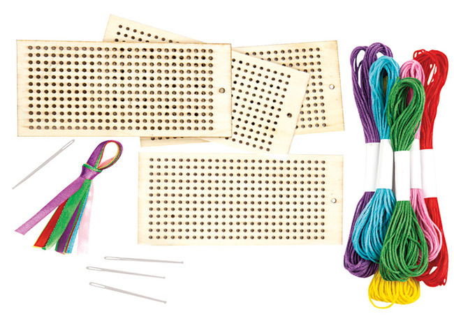 Bladwijzers - hout - borduren - set van 4