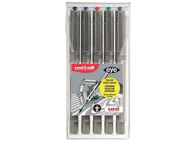 Pen - rollerpen - Uni-ball Eye - basiskleuren - set van 5 assorti