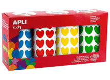 Stickers - Apli - hartjes - basiskleuren - set van 7080 assorti