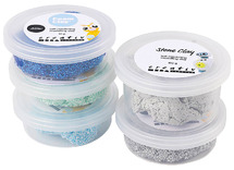 Boetseerklei - Stone Clay - blauwgroene harmonie - boetseren - set van 4 x 14g foamclay - 100 g stone clay