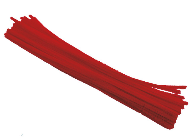 Chenilledraad - 300 x 6 mm - rood - set van 50