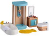 Poppenhuisaccessoires - badkamer - Hape Family Bathroom - hout - bad - douche - toilet - wastafel - per set