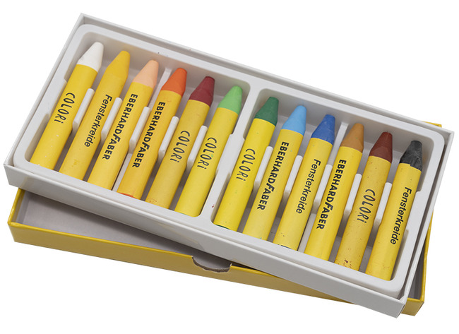 Krijt - raamkrijt - Eberhard Faber - driekantig - set van 12 assorti