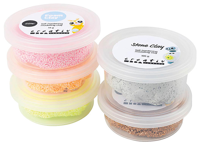 Boetseerklei - Stone Clay - roodoranje harmonie - boetseren - set van 4 x 14g foamclay - 100 g stone clay