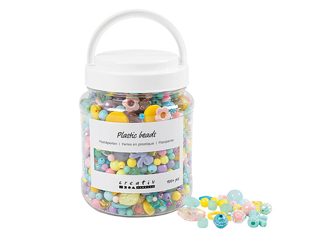 Kralen - kunststof - pastelkleuren - mix - pot van 700 ml