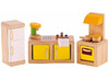 Poppenhuisaccessoires - keuken - Hape Kitchen - hout - frigo - fornuis - afwasbak - per set