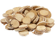 Schijven - hout - boomstam - rond - 35-45 x 7 mm - met gaatje - zak van 500 g