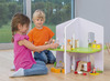 Poppenhuis - huis - hout - vakantieverblijf - open met 4 speelruimtes - per stuk