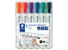 Stiften - whiteboard - Staedtler - schuine punt - basiskleuren - set van 6 assorti