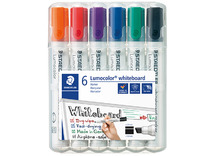 Stiften - whiteboard - Staedtler - schuine punt - basiskleuren - set van 6 assorti