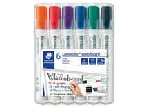 Stiften - whiteboard stiften - Staedtler Lumocolor 351 - schuine punt - set van 6 assorti