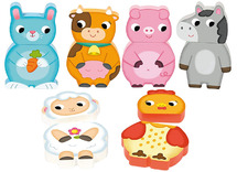 Puzzel - Goula - magnetisch - boerderijdieren - set van 6 assorti