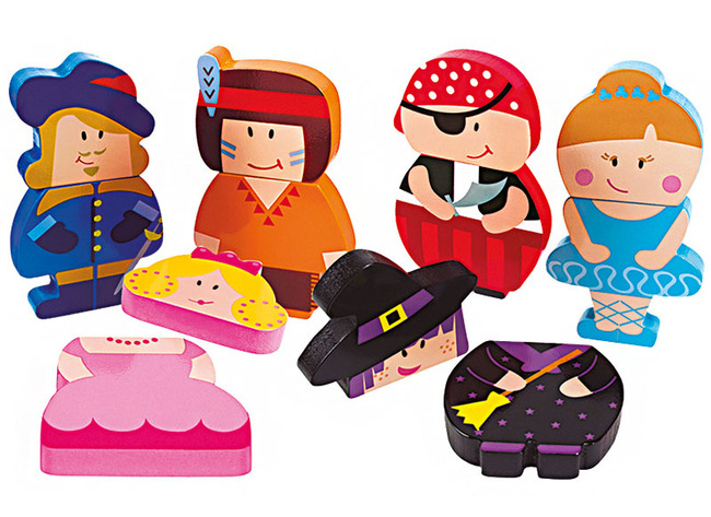 Puzzel - Goula - magnetisch - personage - set van 6 assorti