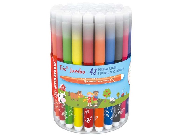 Stiften - kleurstiften - Stabilo Trio Jumbo - driekantig - voordeelpakket - set van 48 assorti