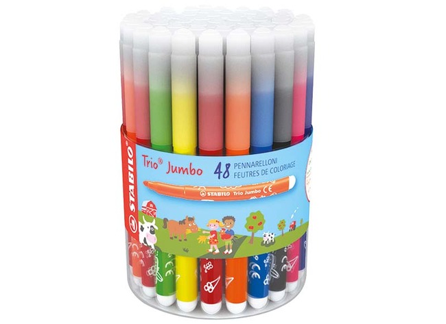 Stiften - kleurstiften - Stabilo - Trio Jumbo - driekantig - voordeelpakket - set van 48 assorti