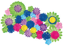 Decoratie - bloemen - textiel - set van 500 assorti