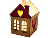 Theelichthouder - hout - huis - per stuk
