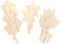 Hout - bloemvormen - 3D - set van 8 assorti