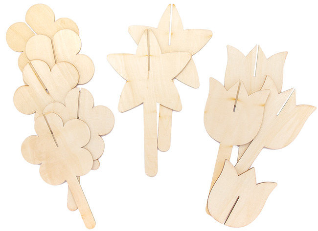 Vormen - bloem - hout - 3D - set van 8 assorti