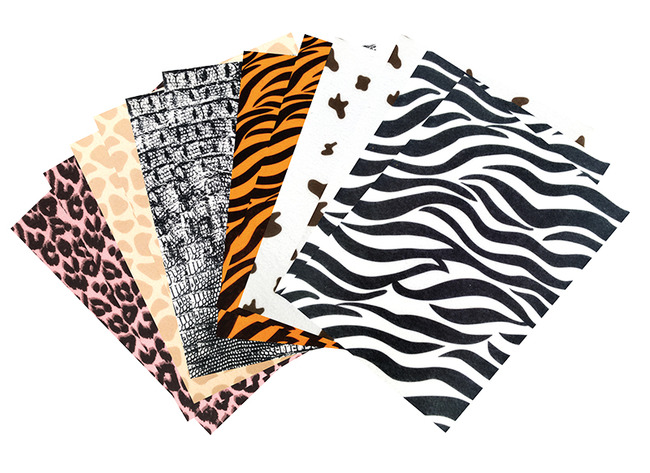 vilt - glitter - dierenprint - 20x30 cm - set van 10 vel