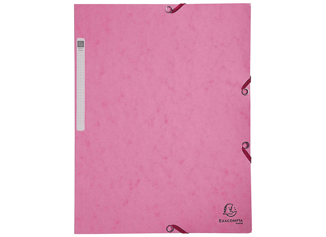 Mappen - elastomap - Exacompta - A4 - karton - zonder kleppen - fuchsia - per stuk