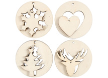 Hout - kerstdeco - 2-in-1 - set van 16 assorti