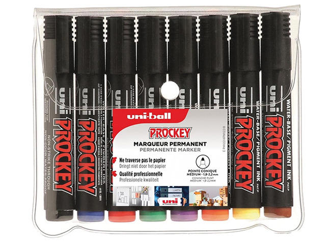 Stiften - alcoholstiften - Uni-Ball Prockey - rond - set van 8 assorti
