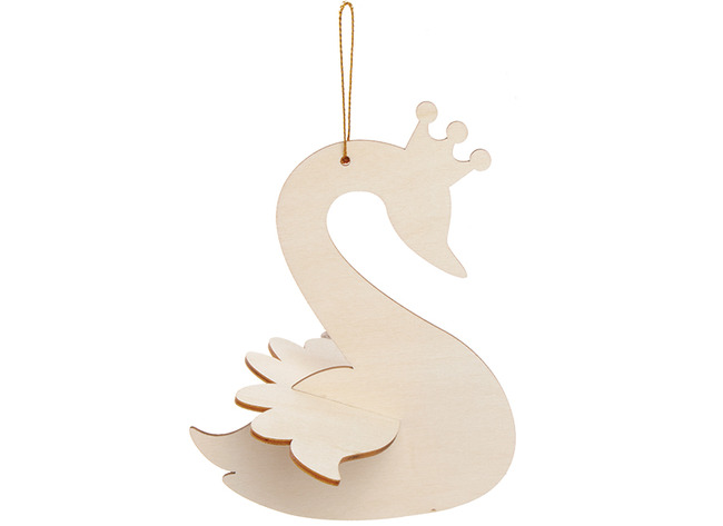 Figuren - hout - decoratie zwaan - 3D - set van 6